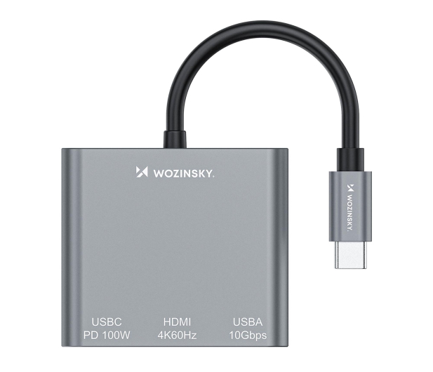Wozinsky Hub USB-C PD 100W HDMI 4K@30Hz USB-A 10Gbps szary WHCH-01 - 1487908 - zdjęcie 2